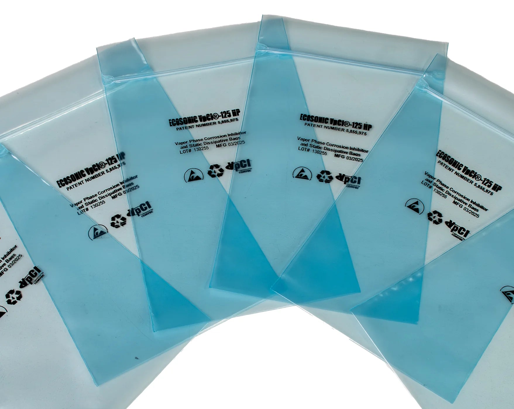 Film de embalaje multifuncional de alto rendimiento EcoSonic® VpCI®-125  10"x12" 3 mil CORTEC